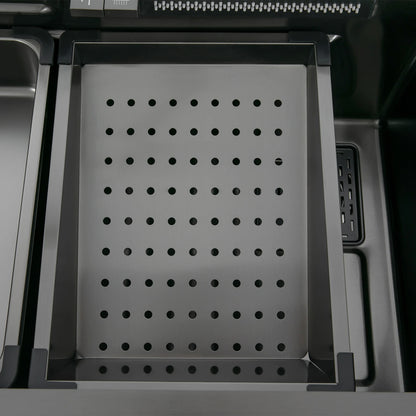 75 * 46 cm Edelstahl-Wasserfall-Küchenspüle mit ausziehbarem Wasserhahn, Seifenspender, Tassenwascher