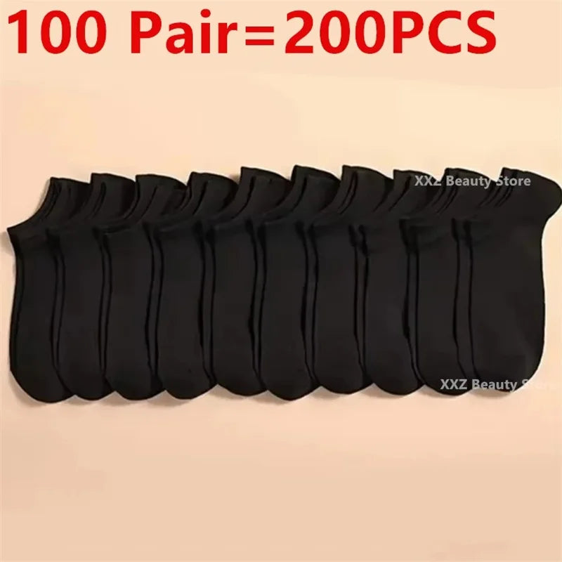 50/100 Pairs Solid Color Breathable ﻿Sock Women Men Boat Socks Invisible Low Cut Non-slip Summer No-show Ankle Socks Wholesale.