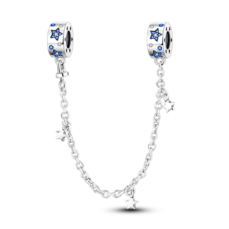 Silver Clasp 925 Sterling Silver CZ pave Clip Charms Daisy Beads Stopper Safety Chain fit Original Bangle Bracelet Jewelry Clip