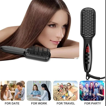 3 in 1 Electric Straightener Beard Straightener Hair Straightener With Teeth Curly Beards Magic Brush Comb For Man and Women.