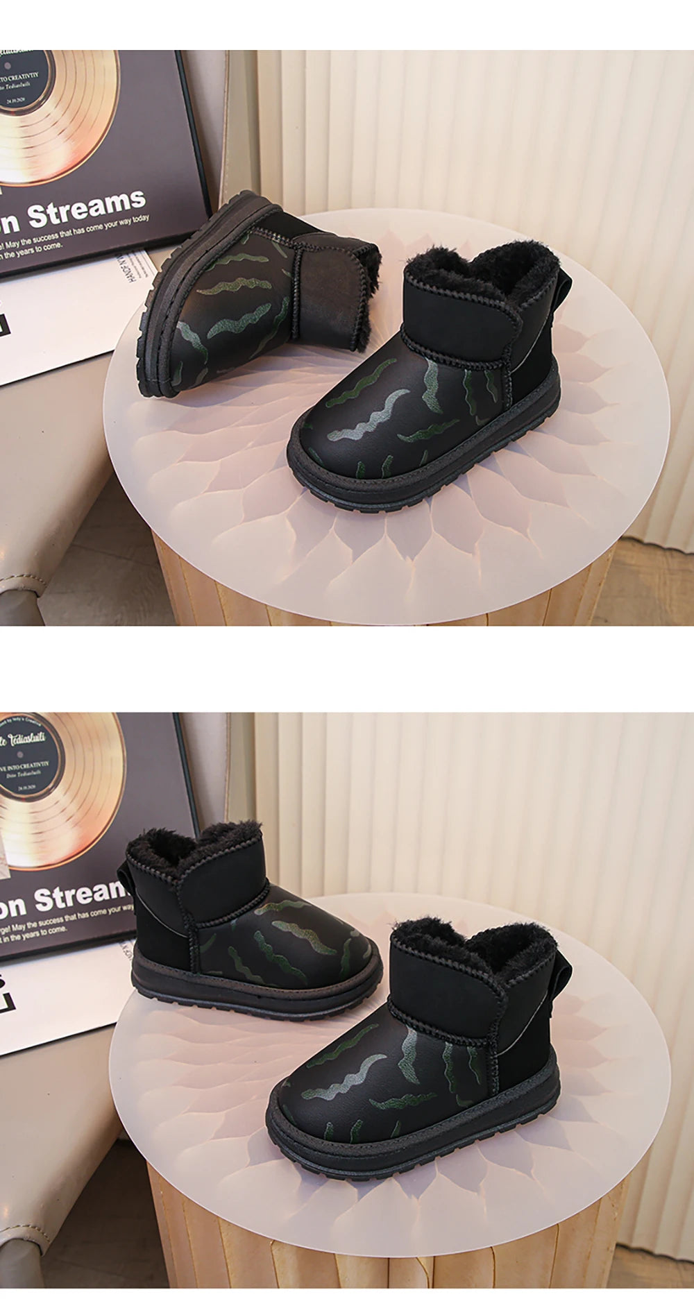 Winter Plush Boots For Children Thick Warm Faux Fur Snow Boots Soft-soled Anti-slippery Boy's Girl's Warm Boots Winter Shoes Kid.