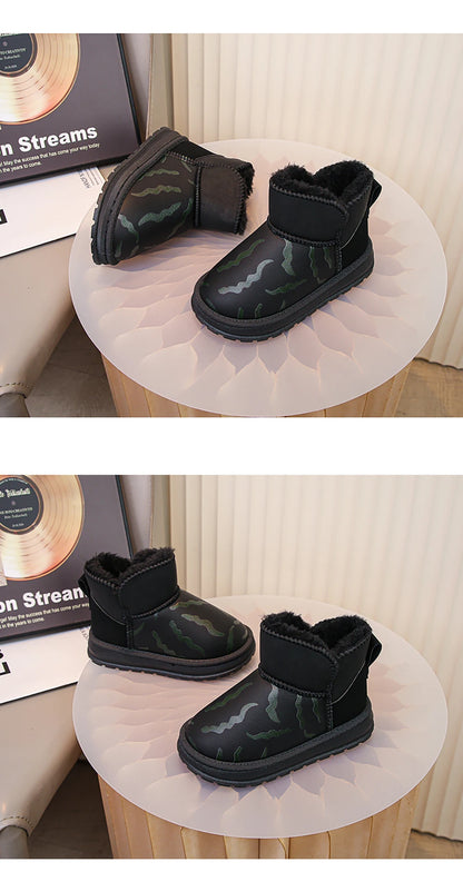 Winter Plush Boots For Children Thick Warm Faux Fur Snow Boots Soft-soled Anti-slippery Boy's Girl's Warm Boots Winter Shoes Kid.