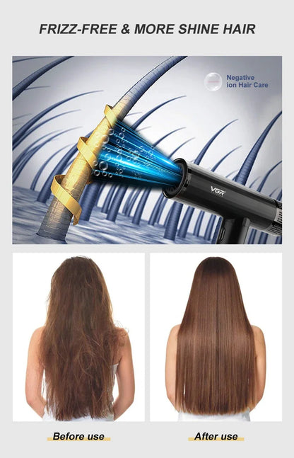 VGR Hair Dryer Professional Air Blower Brushless Motor Hair Dryer Machine 110000 RPM Hair Dryer Negative Ion Barber Salon V-427