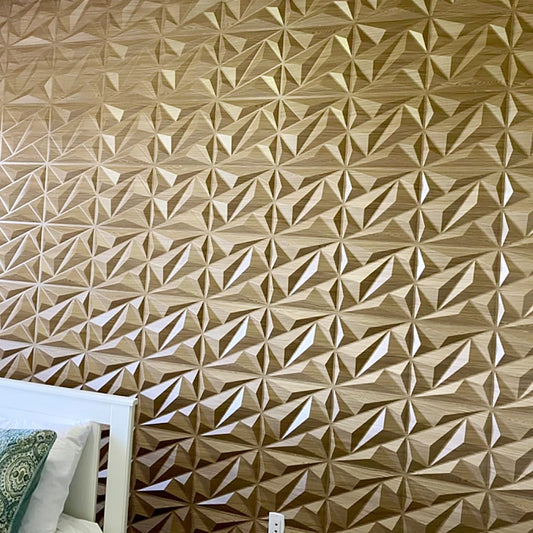 4pcs 50x50cm Champagne gold color 3D Wall Panel Shining Gold 3D Wall Sticker Wedding party background wall art Wood grain paper