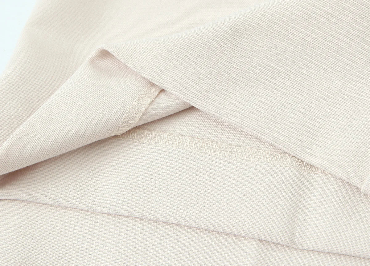 HH Women Solid Pant Set Long Sleeve O-Neck Double-Breasted Blazers+High Waist Chain Matching Side Zipper Trousers Sets