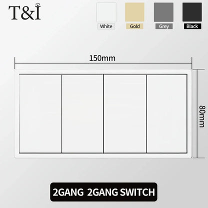 Europäische Wandsteckdose, EU-Steckdose, USB-Typ-C-Ladeanschlüsse, 1/2-Gang-Lichtschalter, 16 A 250 V, Unterputzmontage, weißes Panel, 80 x 80 mm.