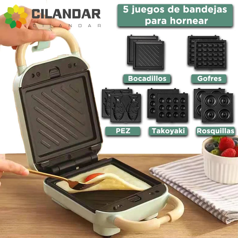 2025 New Sandwichera 3 en 1 Tostadora eléctrica Waffle Maker Desayuno Pancake Donut Egg Waffle Fish Cake Horno eléctrico.