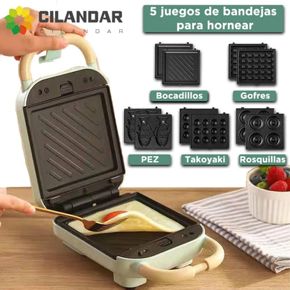 2025 New Sandwichera 3 en 1 Tostadora eléctrica Waffle Maker Desayuno Pancake Donut Egg Waffle Fish Cake Horno eléctrico.