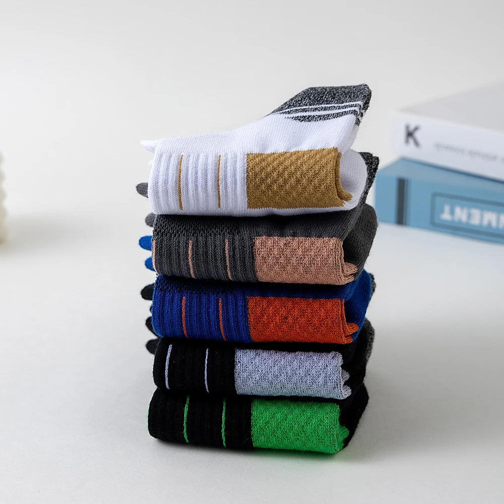 5 Pairs Socks Men's Short Socks Sweat Absorbent and Odorous Basketball Socks Running Sports Socks Breathable Mesh Men's Socks.