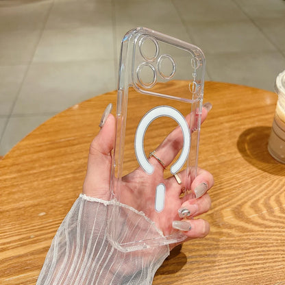 Ultra thin 17 Pro Max Magnetic Case Transparent Magsafe Case For iPhone 17 Air 16 15 14 13 11 12 Pro Max Camera Protect Cover.