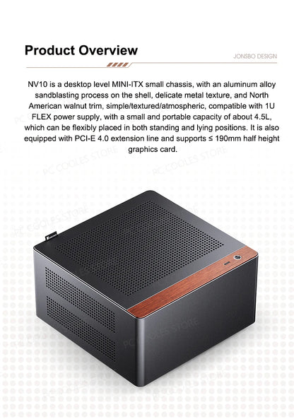 JONSBO N10/NV10 MINI ITX Case Supports 1U FLEX Power Supply Aluminum Alloy Desktop Office Computer Case.