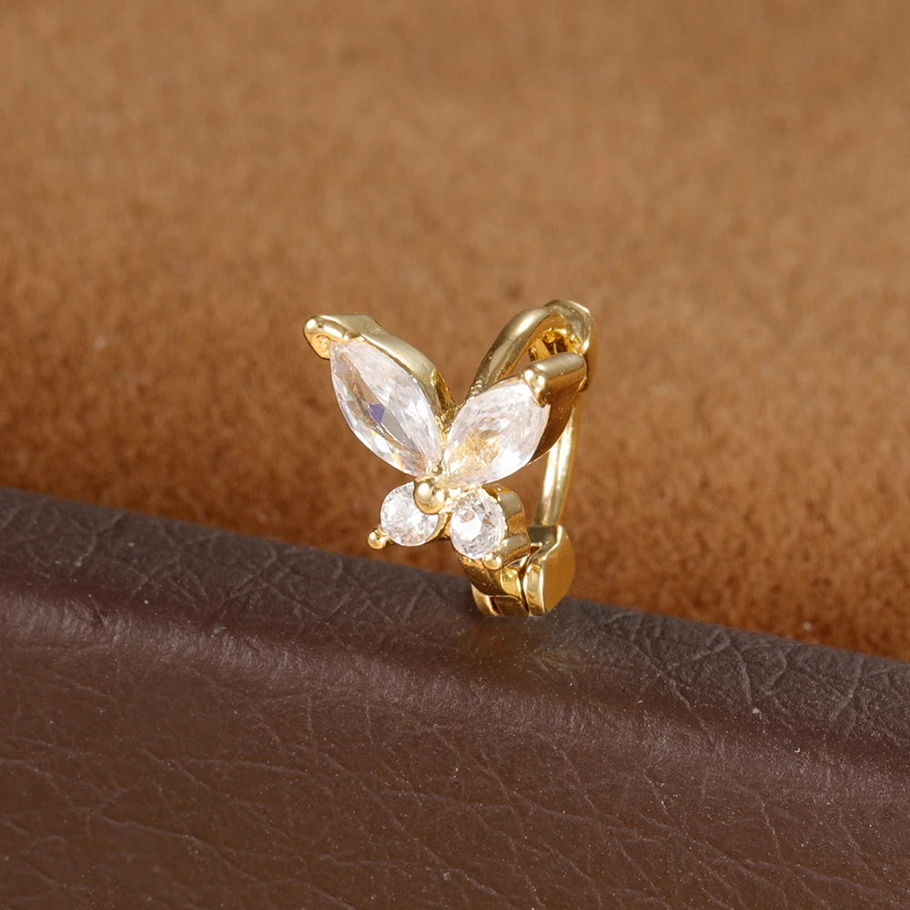 1Pc Stainless Steel Small CZ Hoop Cartilage Earrings Tiny Cross Tragus Rook Daith Earring Tragus Helix Rook Ear Piercing Jewelry.