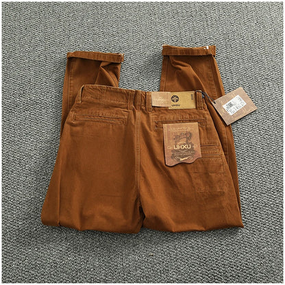 Spring And Autumn New American Retro 100% Cotton Multi-pocketed Washed Old Straight Casual Pants Loose Fashion Cargo Trousers.