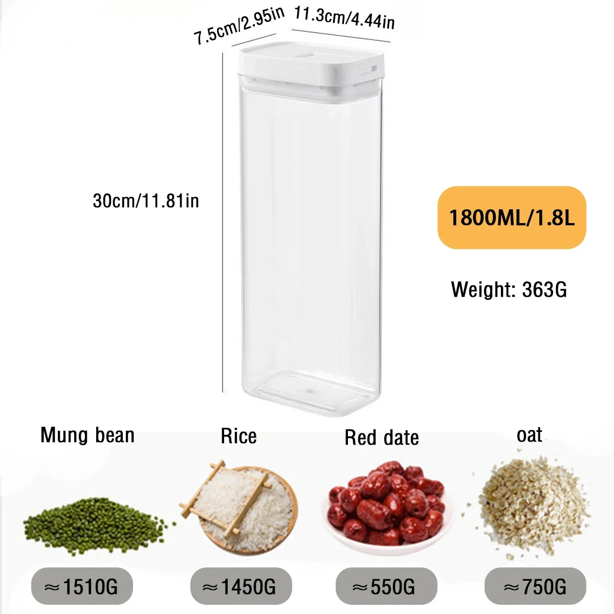 Pasta Storage Box Transparent Plastic Grain Seal Tank Spaghetti Storage Container Moisture-Proof Snack Jar Kitchen Food Tank