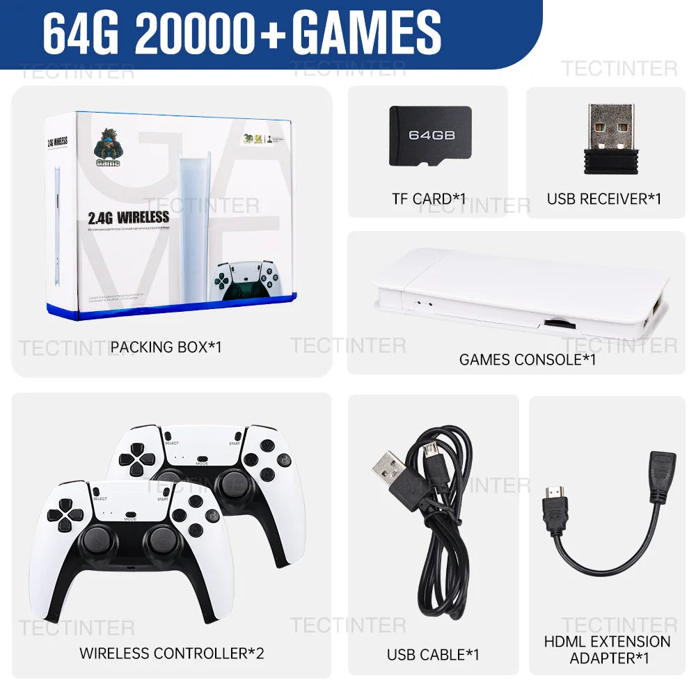 M15 4K Game Stick Mini Video Game Consoles Retro Handheld 20000 Games Player HD Video Game Stick 2.4G Dual Wireless Controller.