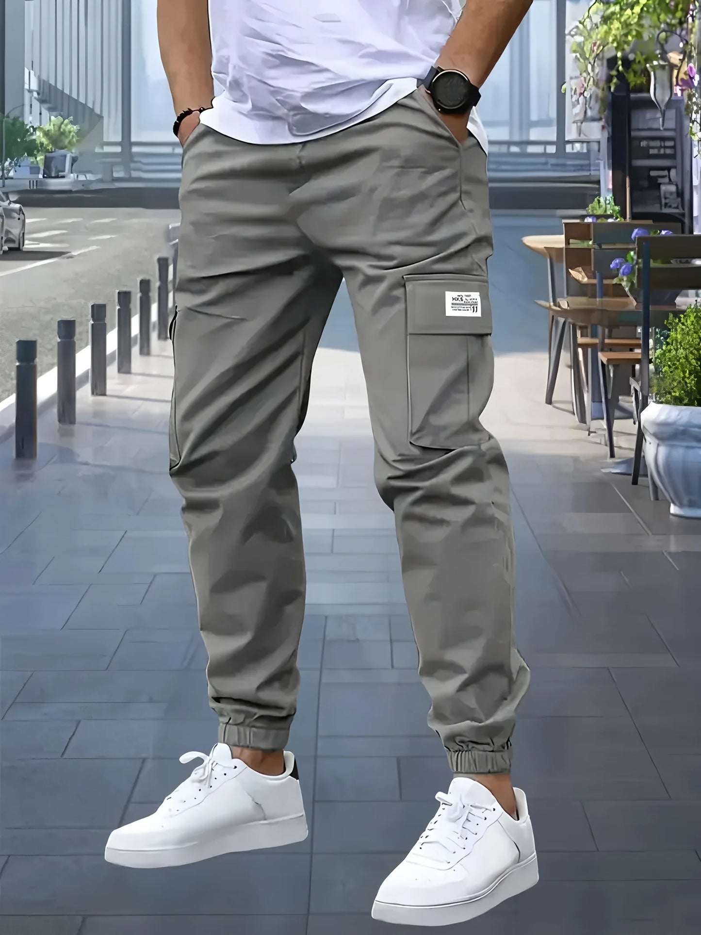 Men's Cargo Pants Sweatpants Outdoor Bunched Long Trousers  Casual Autumn Multi-Pocket Durable Workwear Male Trousers.