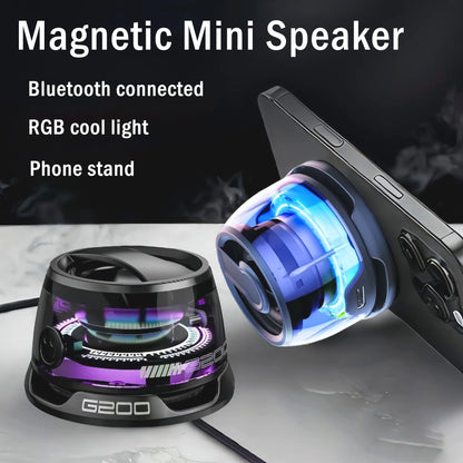 Mini Magnetic Bluetooth Speaker Portable Phone Holder RGB Lighting Speaker BT5.3 Mini Sound Box 7 Hours Playback Easy to carry.