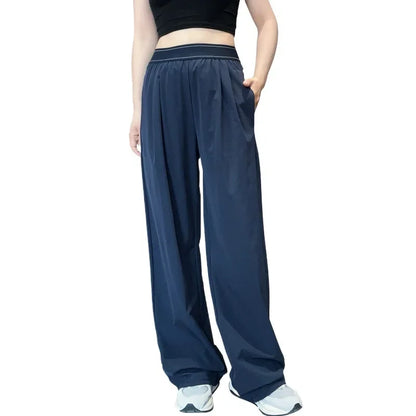 High Waist Yoga Pants Women's Sporty Lightweight Loose Straight Leg Quick Dry Comfortable Fit Casual Trousers.