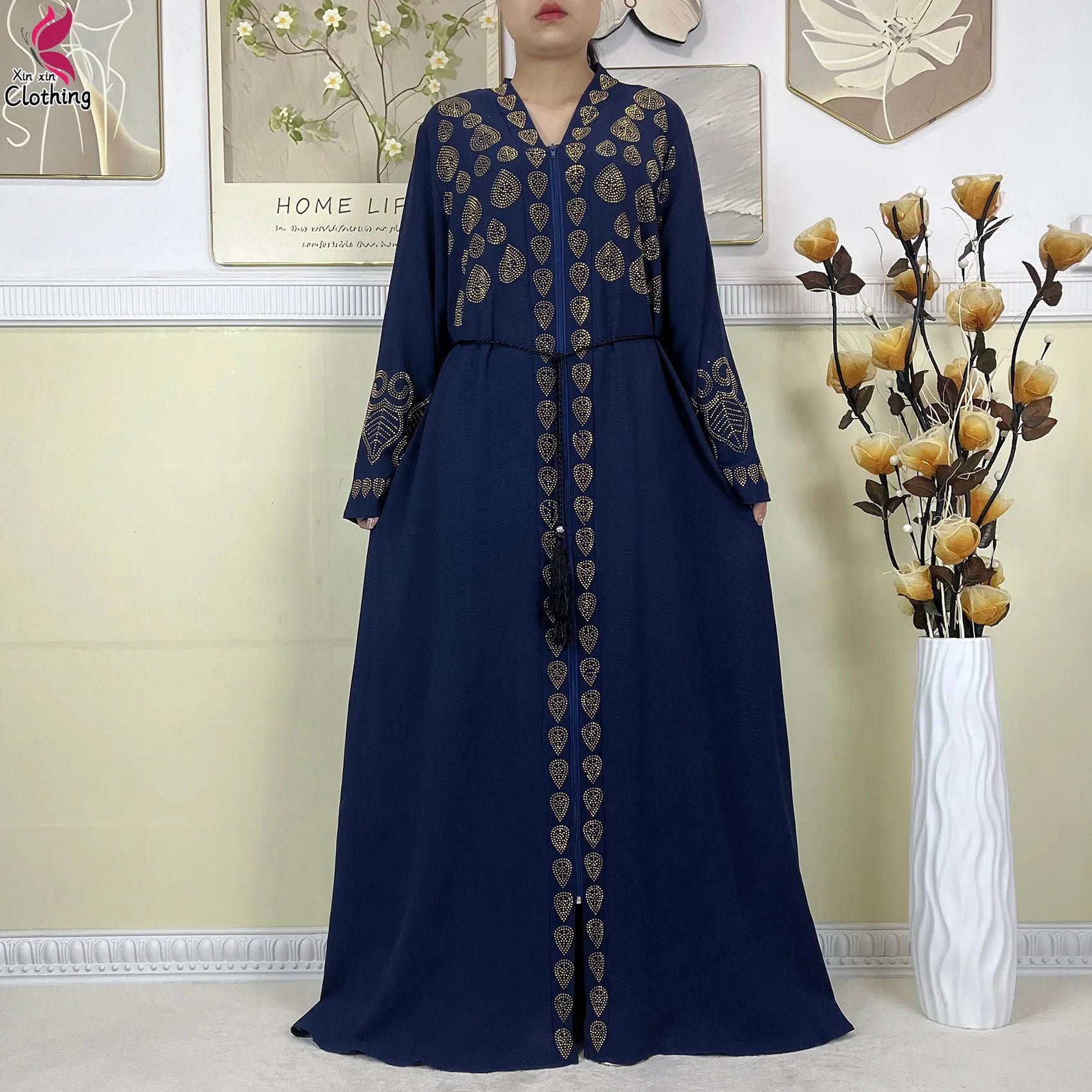 New Style Women Muslim Dress Chiffon Open Abaya 2024 Dubai Women Elegant Dress Islamic Clothing Zipper Cardigan Abaya With Scarf.