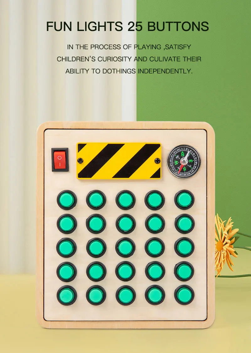 Montessori Busy Board Sensory Toys Wooden With LED Light Switch Control Board Travel Activities Children Games For 2-4 Years Old