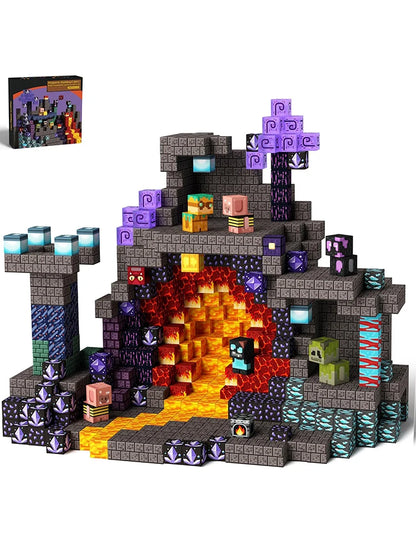 100PCS Magnetic Blocks Building Toys Cave World Magnet Construction Set STEM Educational Sensory Christmas Gift For Kids.