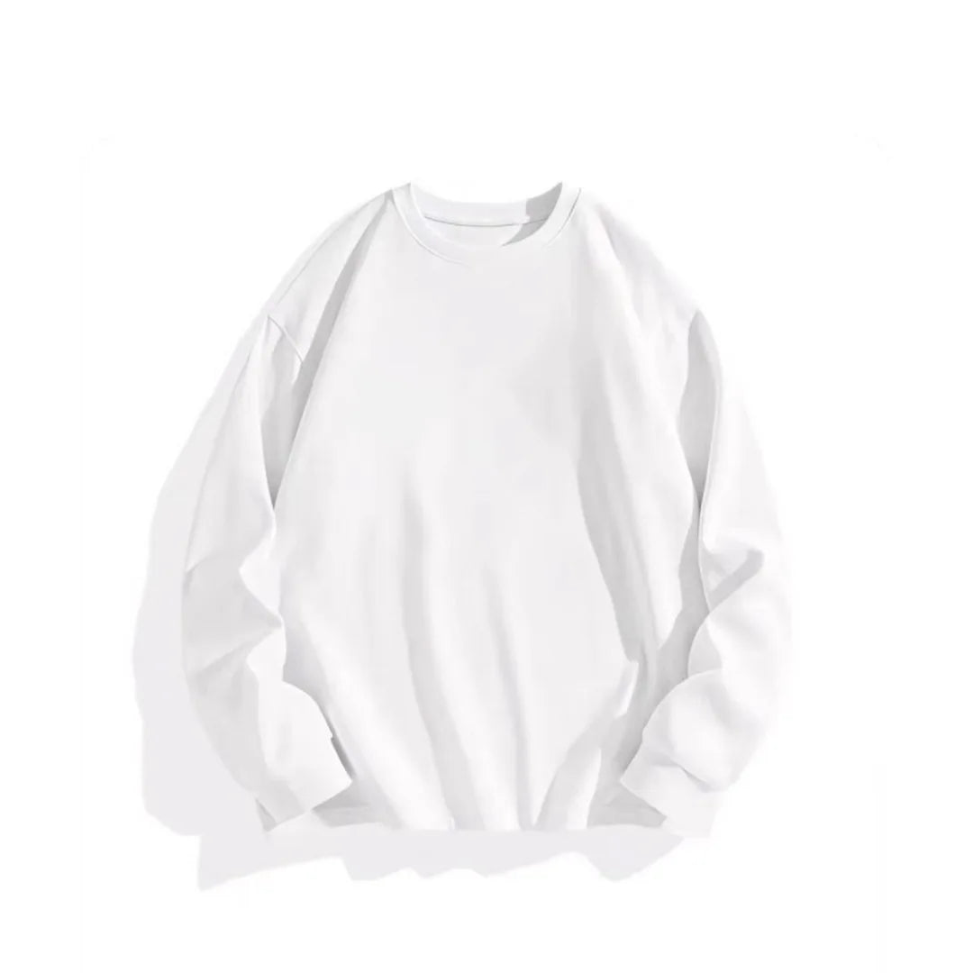 300gsm Heavy Weight Cotton T-shirt Long-sleeved T-shirt for Men Women Pure White Men's Blank Shirt Wholesale