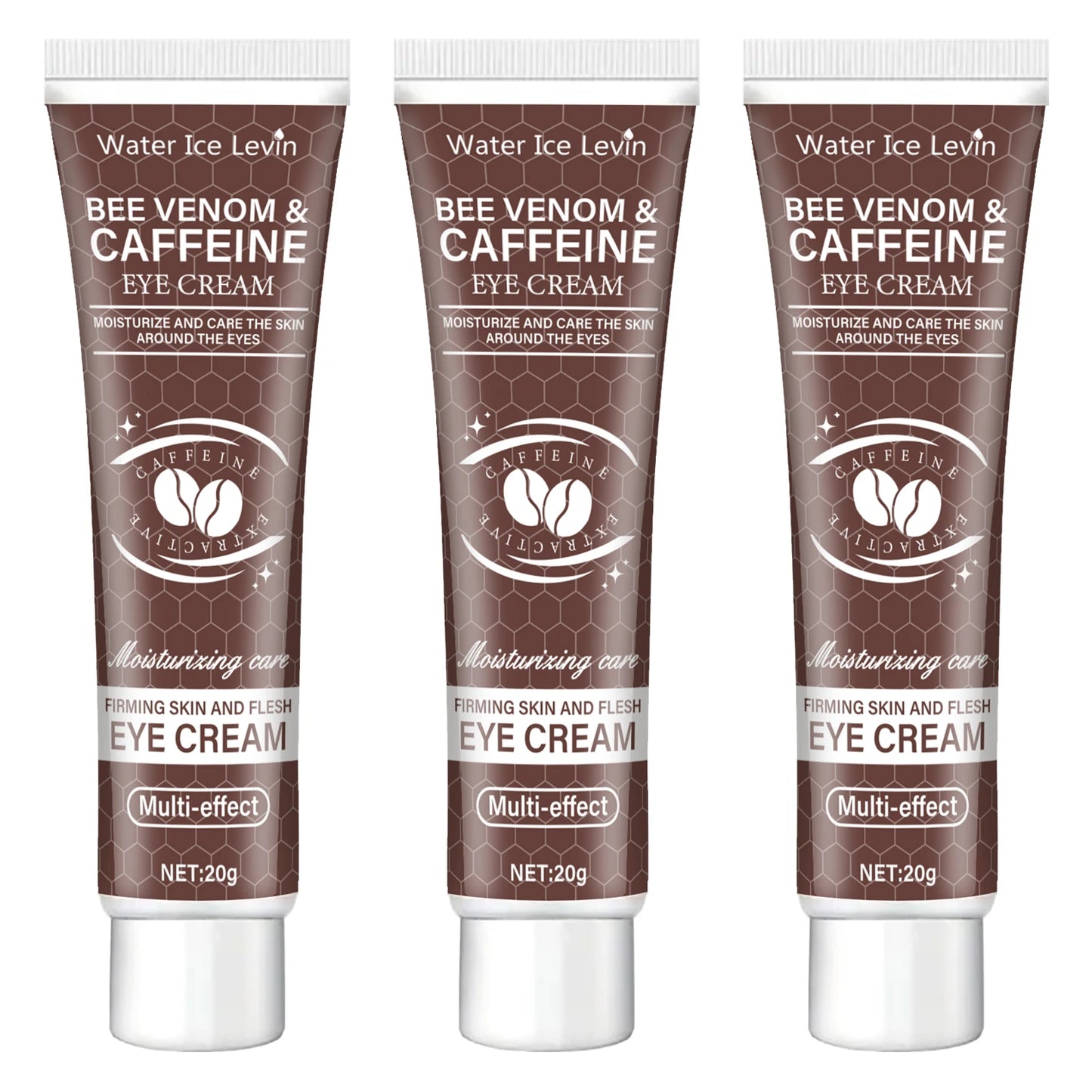 Natural Caffeine Powerful Moisturizing Firming Eye Cream 20g for Puffy and Dark Circles Post-Lifting Area after Using, Reduce Wrinkles and Aging, Light Beige Relaxation.