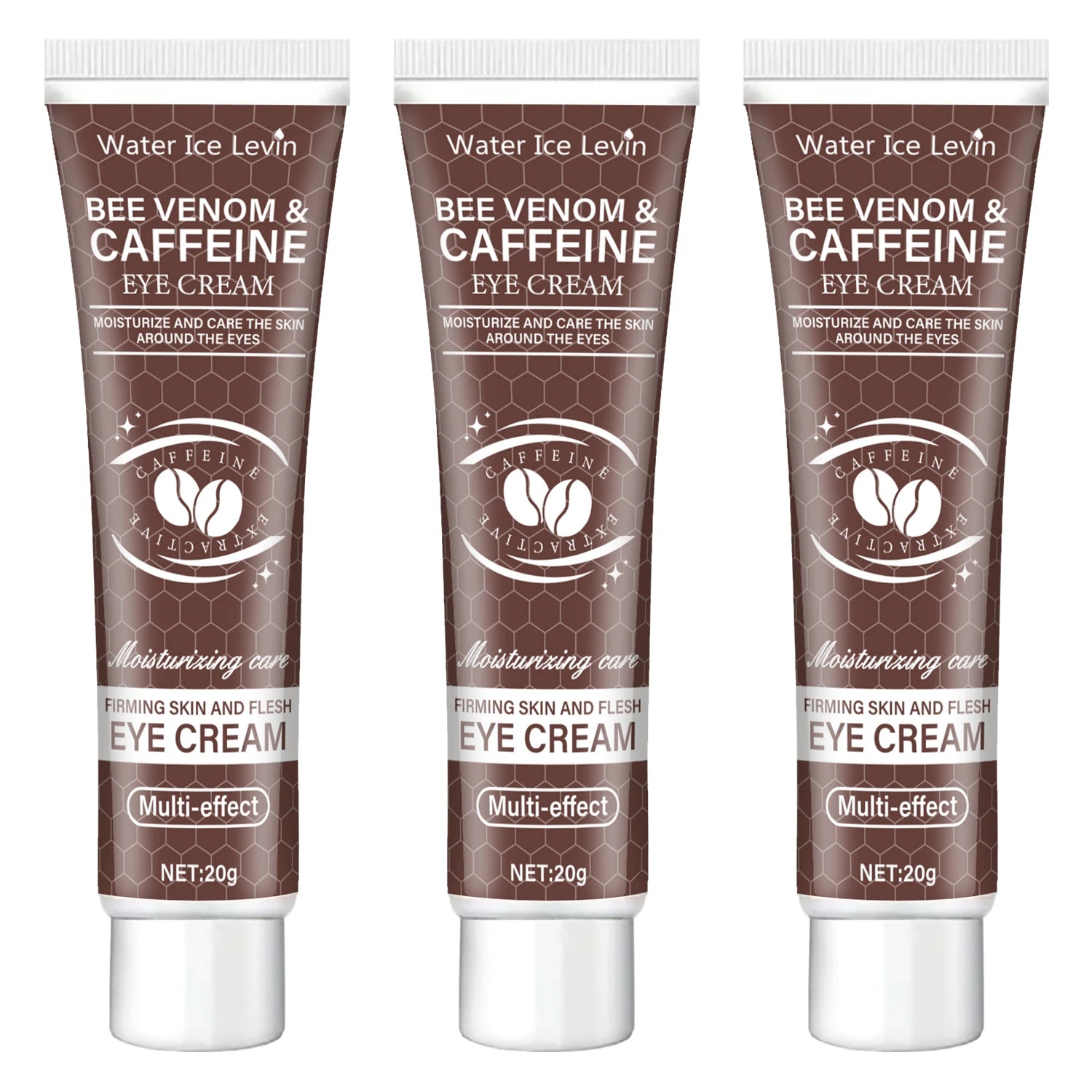 Natural Caffeine Powerful Moisturizing Firming Eye Cream 20g for Puffy and Dark Circles Post-Lifting Area after Using, Reduce Wrinkles and Aging, Light Beige Relaxation.