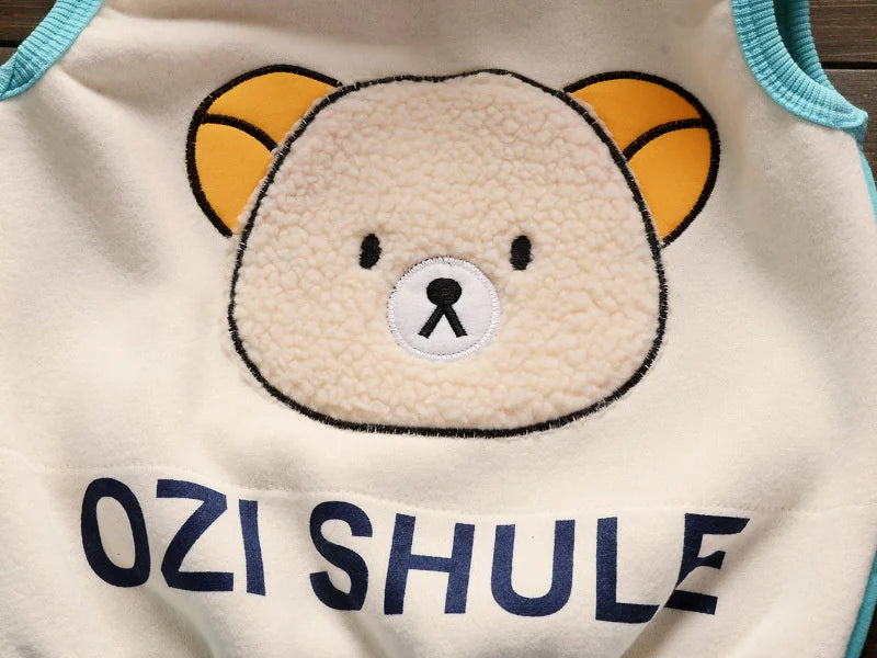 Baby Warm Clothes Sets Autumn Winter Boys Girl Thick Velvet Sport Suits Kids Clothes Outfits Infant Tops+Vest+Pants 3Pcs 0-4Y.