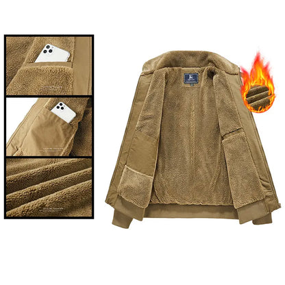 Winter Tactical Jacket Outdoor Men Fleece Sports Running Warm Coat Solid Color Stand Collar Breathable Comfortable Pilot Jacket.