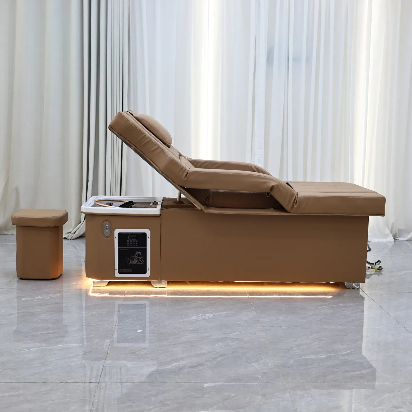 XinSheng 2025 Elektrischer Lift-Shampoo-Bett-Massagetisch – All-in-One-Salonstation mit Begasung, Fußbad und Haarwaschbecken