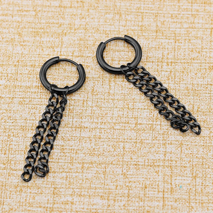 1 Pairs Black Earrings Set Punk Stainless Steel Stud Earrings For Men Women Vintage Hip Hop Piercing Ear Jewelry Accessories.