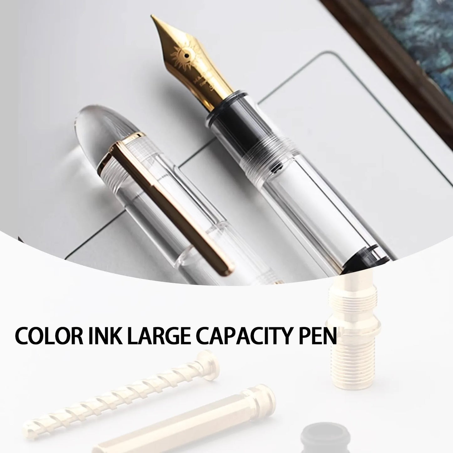 MAJOHN Nr. 8 40-Feder-Acryl-Füllfederhalter P140, groß, transparent, für Erwachsene, Studenten, Farbtinte, großes Fassungsvermögen, Stift zum Schreiben von Schreibwaren.