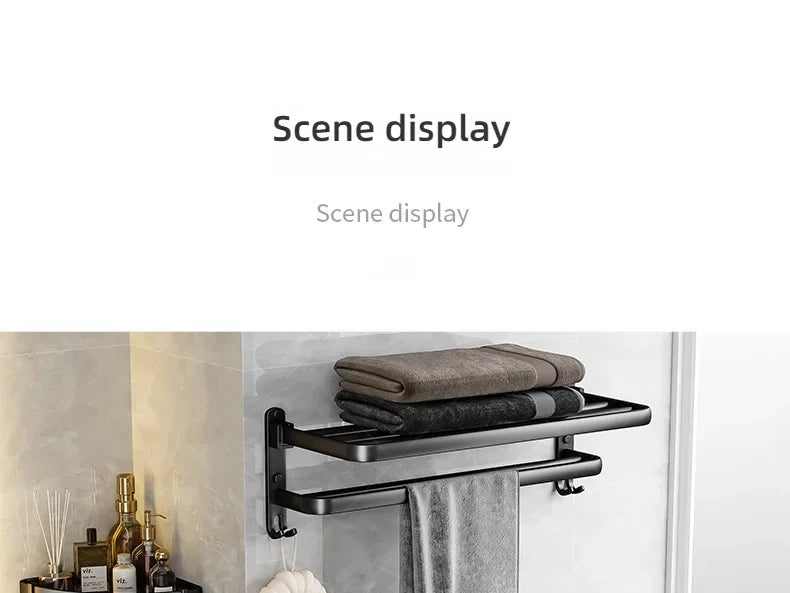 Beliebter Stil, 40/50 cm, selbstklebende Wandhalterung für Badezimmer, wasserdicht und rostfrei, Aufbewahrungsregal mit Haken, Handtuchhalter