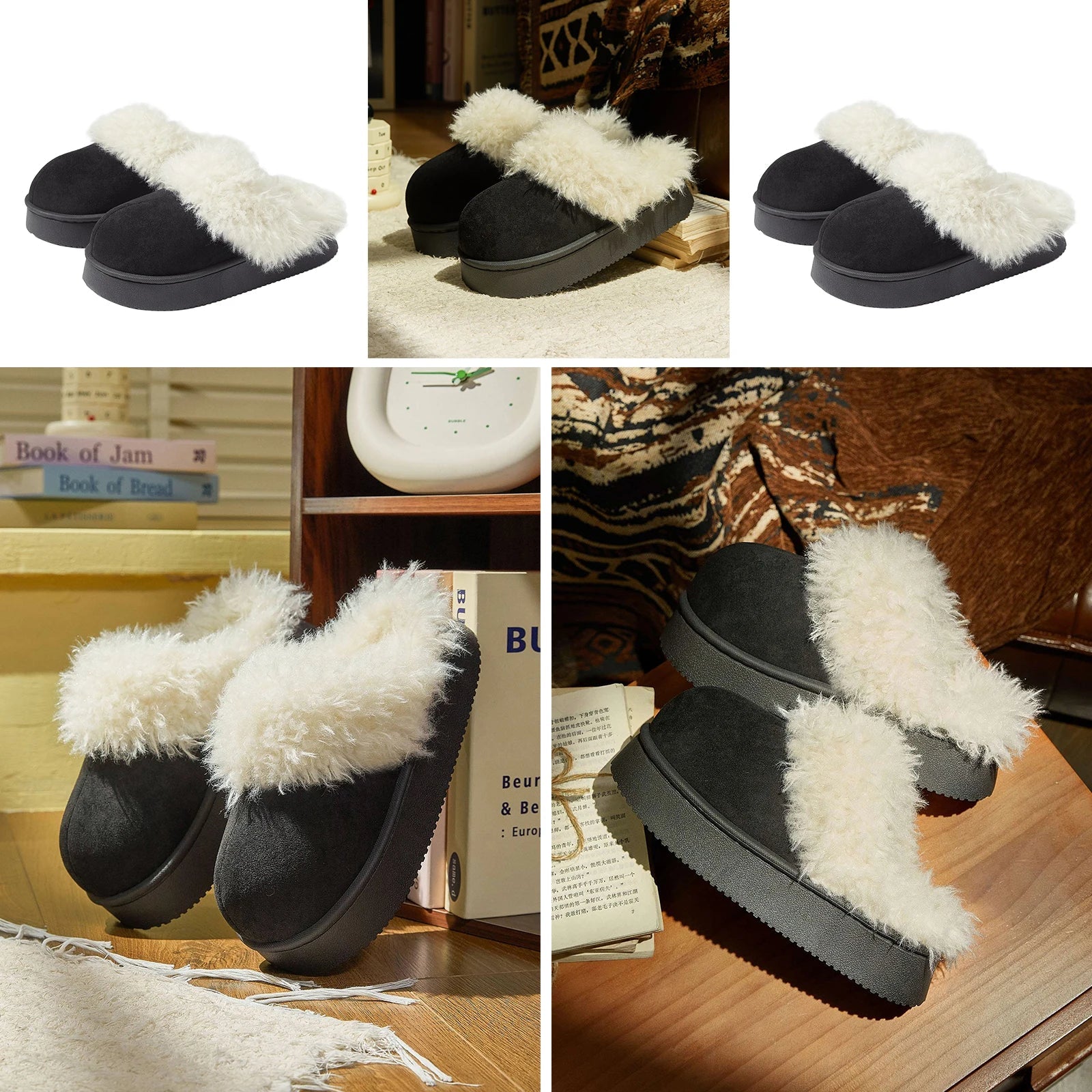 Eyriphy, Größe: 36-37 bis 46-47, Winter-Baumwollschuhe/ Pelzig/ Plateauschuhe/ Damenschuhe/ Hausschuhe Herren/ Baumwollhausschuhe Damen.