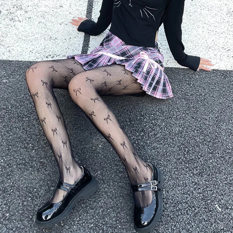 Woman Girls Fashion Gothic Fishnet Stockings Snake Skull Stripeds Socks Mesh Tights Panties Lolita Plus Size Pantyhose Leggings