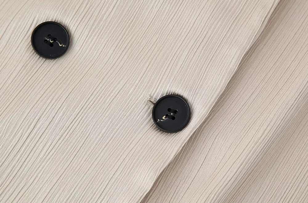 Women's Double-Breasted Loose Blazer Coat and High Elastic Waist Wide Leg Pants, Female Two Piece Sets, Fashion.