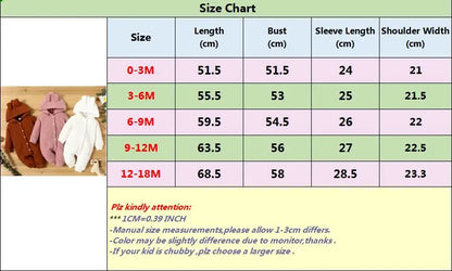 0-18 Monate Neugeborenes Baby Mädchen Bodysuit einfarbig Hoodie Langarm Stram pler Herbst & Winter warme Overall Kleidung für Baby.