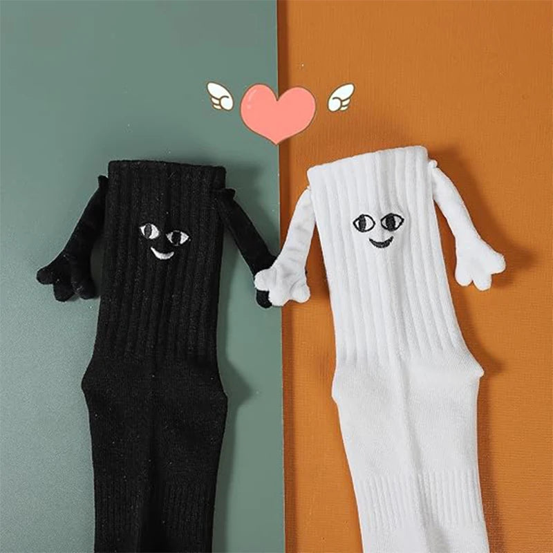 Funny Adult Socks Magnetic Hand in Hand Solid Color Cartoon Couple Socks Holiday Party Gifts for All Seasons.