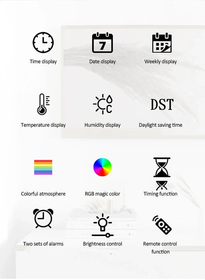 17-Zoll großer digitaler Wecker mit 11 Farben und dynamischem RGB-Display, RGB-LED-Wanduhr mit Farbwechsel/Doppelalarm/Raumdekoration