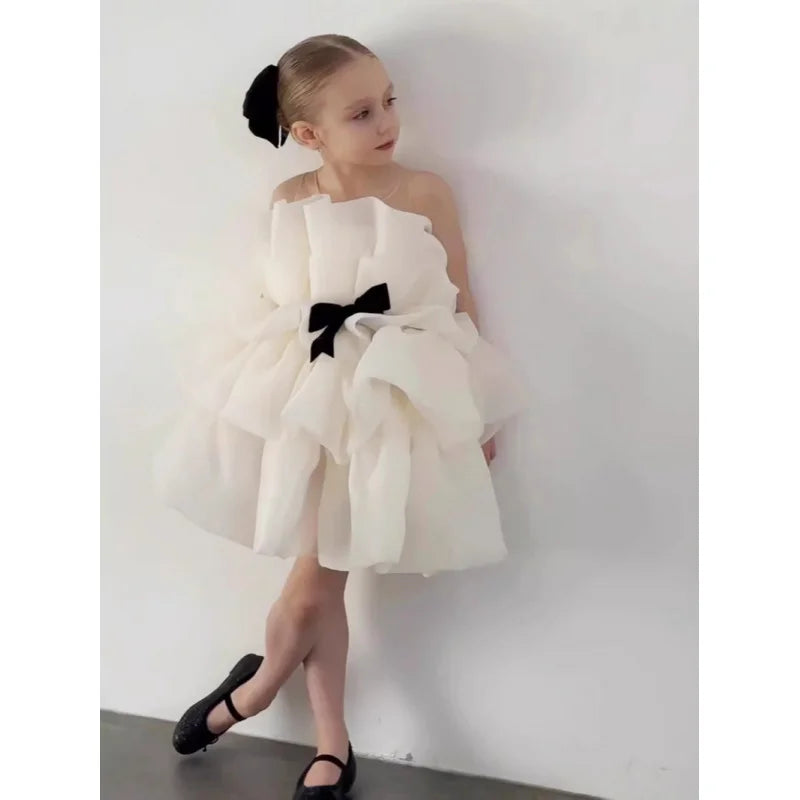 Blumenmädchenkleid für Mädchen, Prinzessinnenkleid zum ersten Geburtstag für Kinder, hochwertiges Host-Klavier-Performance-Kleid für Mädchen, stilvoll.