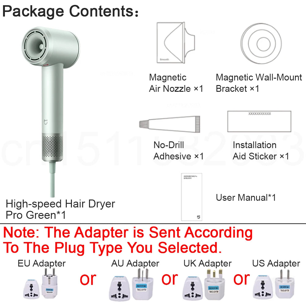 XIAOMI MIJIA High‑Speed Hair Dryer Pro,110k RPM,70 m/s Air,8 Airflow Modes,50 °C Constant Temp,200M Ions,CN Version With Ada
