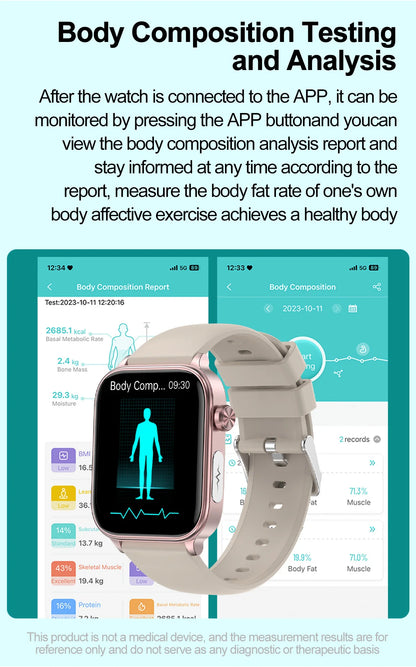 2025 New ECG+PPG Monitoring Smart Watch Women Blood pressure Blood Lipid Uric Acid Women Menstrual Health Tracker Smartwatches.