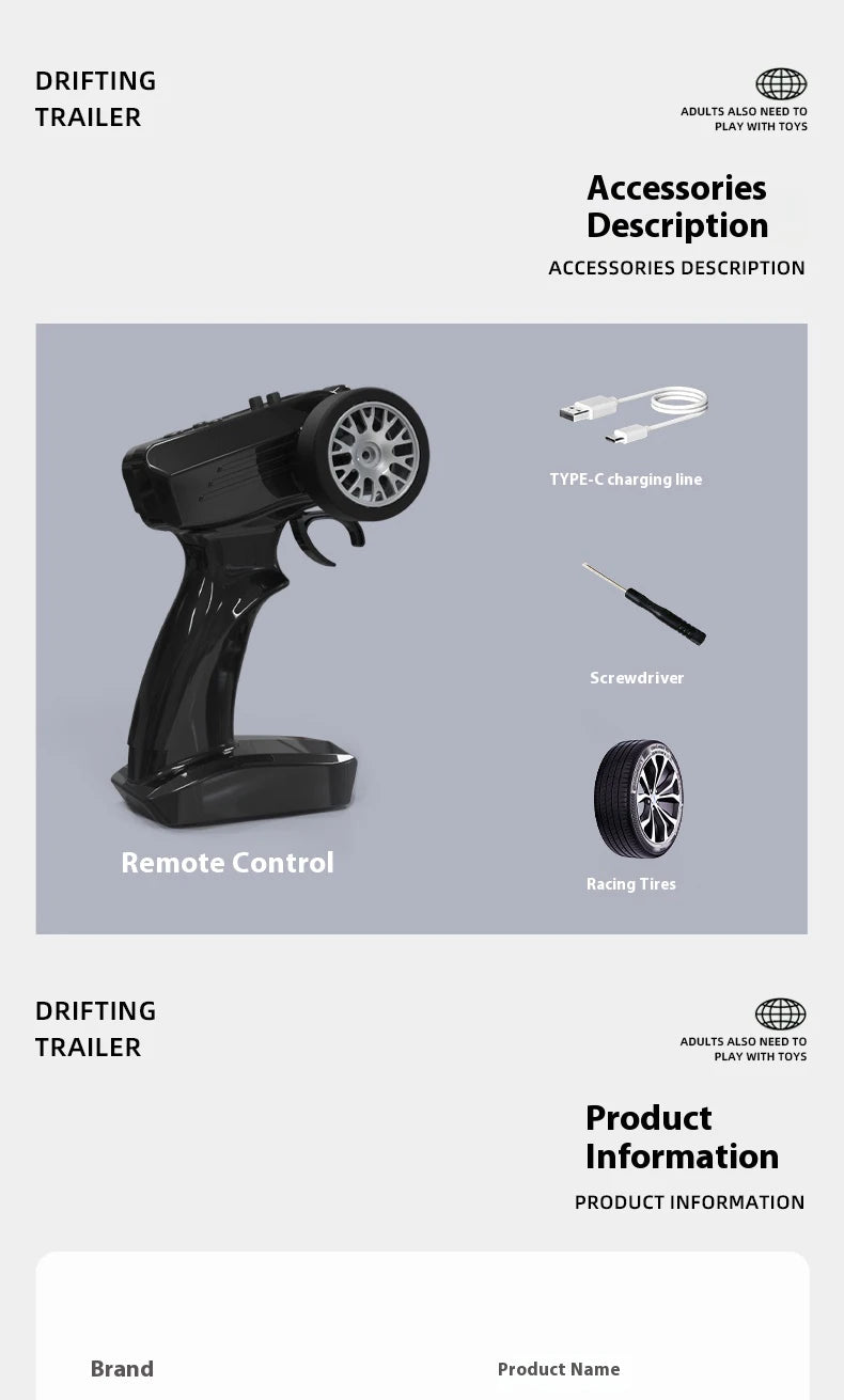 1/43 Mini RC Car Remote Control Trailer Truck Drift Desktop Toy Indoor Racing Vehicle Toys for Boys Kids Christmas Gifts.