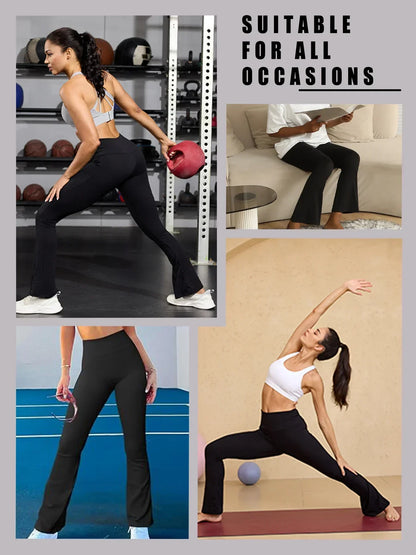 Women's Super Soft Flare Pants High Waisted Tummy Control Workout Yoga Leggings Bell Bottoms.