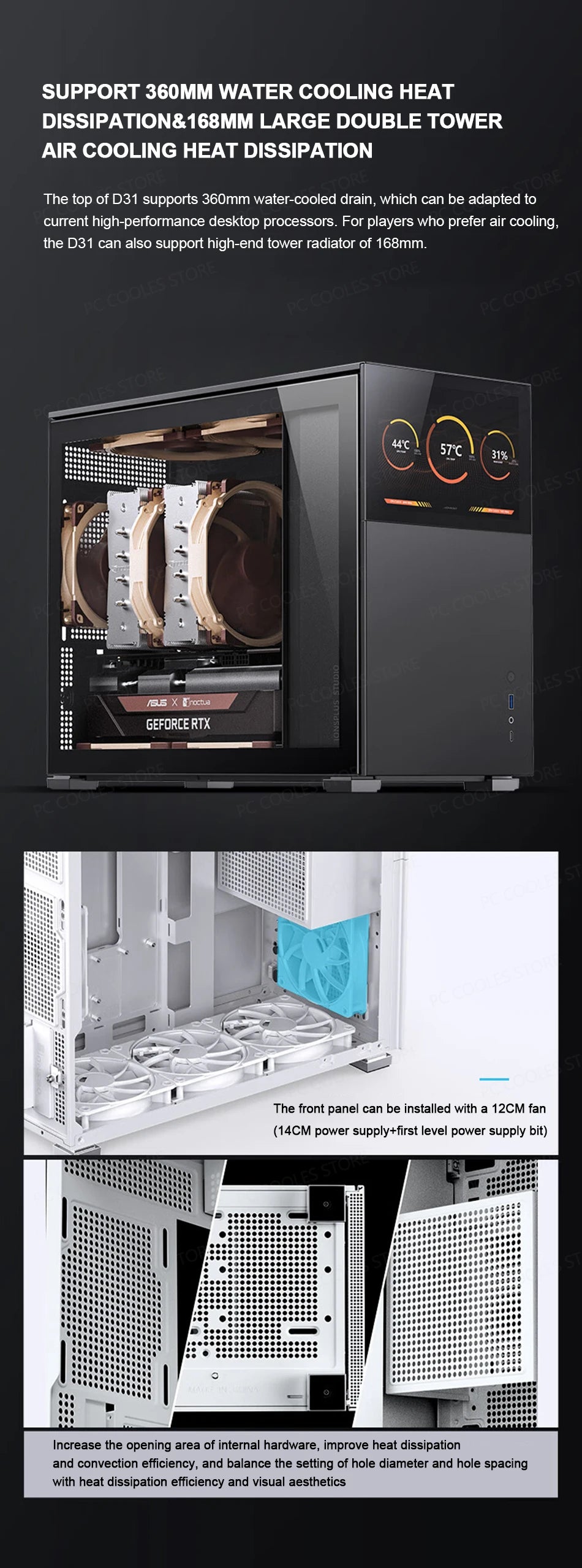 JONSBO Pinecone D31 M-ATX Computer Case Mesh Side Transparent ATX With Display Screen Games Chassis Support 360 Water Cooling