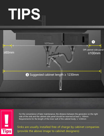 ASRAS high-quality 304 stainless steel multifunctional kitchen sink intelligent food purification large-sized sink nano gray