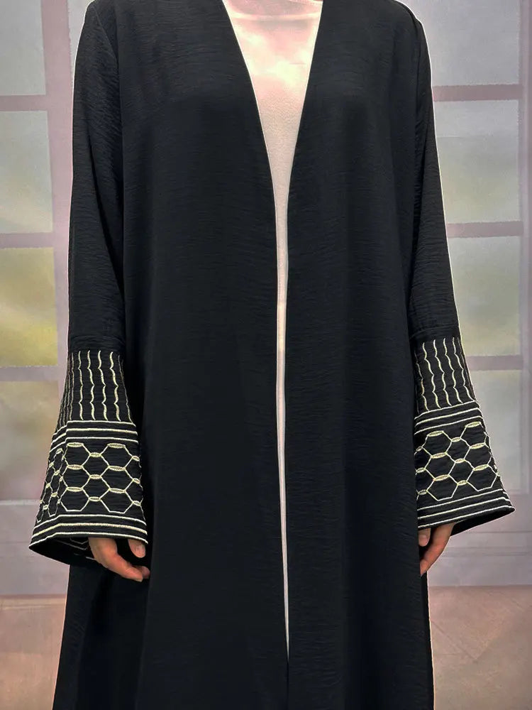 Embroidery Open Modest Kimono Abaya Dubai Luxury Islam Muslim Kaftan Modal Dress Arabic Abayas Women Kebaya Robe Femme Musulmane.