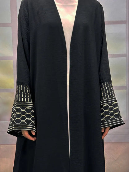 Embroidery Open Modest Kimono Abaya Dubai Luxury Islam Muslim Kaftan Modal Dress Arabic Abayas Women Kebaya Robe Femme Musulmane.