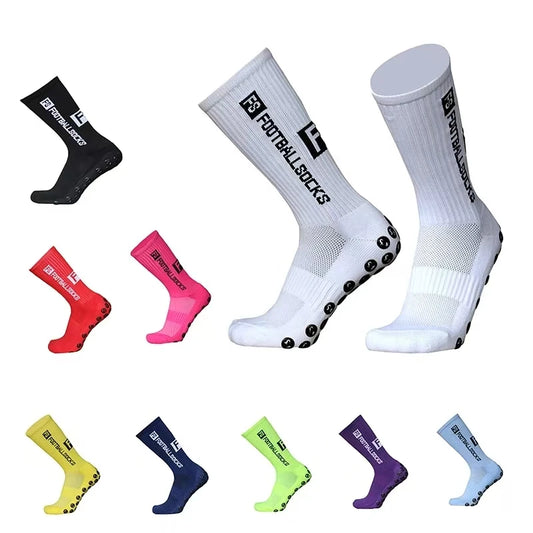3/1Pair New Style FS Football Socks Round Silicone Suction Cup Grip Anti Slip Soccer Socks Sports Men Women Baseball Rugby Socks.